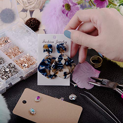 BQTQ 2600 Pcs Earring Making Supplies with Stainless Steel Earring Posts Earring Backs Flat Pad Earring Studs Earring Blank with Butterfly and Rubber Bullet Earring Backs for Earring Jewelry Making