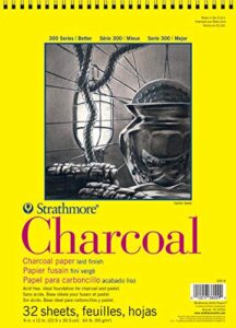 strathmore 300 series charcoal paper pad, top wire bound, 9×12 inches, 32 sheets (64lb/95g) – artist paper for adults and students – charcoal and pastel