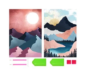 5d diamond painting kits for adults (2 pack) – diy diamond art kits crafts for adults – diamond paintings full round drill – diamond art for adults abstract landscapes (12×16 inch, 30×40 cm)
