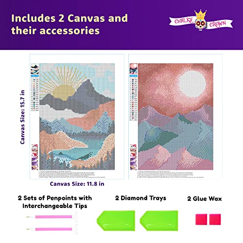 5D Diamond Painting Kits for Adults (2 Pack) - DIY Diamond Art Kits Crafts for Adults - Diamond Paintings Full Round Drill - Diamond Art for Adults Abstract Landscapes (12x16 Inch, 30x40 cm)