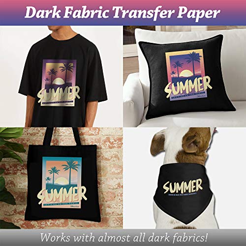 MECOLOUR Inkjet Iron On Heat Transfer Paper 20 Sheets for Dark Fabric 8.5x11”A4 for T-Shirt,Totes, Bags for Any Inkjet Printer, Long Lasting Printing Transfer Paper for Heat Press