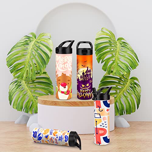 8 Pack 20oz Sublimation Tumbler Set Triple-Insulated Stainless Steel Sports Water Bottle with Straw Lid Blank Sublimation Cup with DIY Stickers, Shrink Wrap, Rubber Base, Heat Tape for Heat Transfer