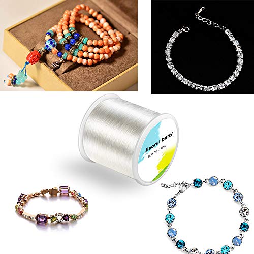 320 FT Jewelry Cord, Elastic Bracelet Rope Crystal Beading Cords, Transparent and Shiny Elastic Beaded Line, Can Easily Pass Through Beaded Jewelry, Suitable for DIY Jewelry Making, Bracelet Making