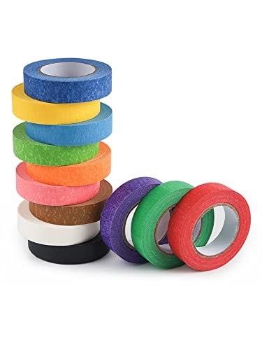 Lichamp Colored Tape, 12 Rolls Colorful Masking Tape Painters Color Craft Tape for Labeling Classroom, 0.6 inch x 15 Yards Per Roll