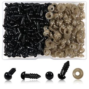 toaob 150pcs 6mm black plastic safety eyes crafts safety eyes with washers for stuffed animals amigurumis crochet bears doll making