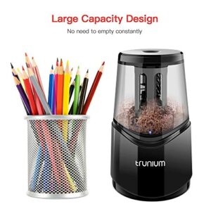 TRUNIUM Electric Pencil Sharpener, Pencil Sharpener for 6-8mm Colored/WoodenPencils, Auto Stop, Fast&Super Sharp, Electric Pencil Sharpeners USB Operated in No.2/Office/Studio/Home/Classroom(Black)