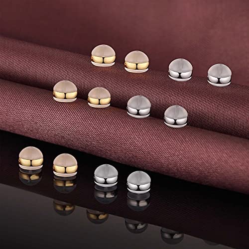 DELECOE 12pcs Soft Silicone Earring Backs for Studs Silver&Gold Belt Rubber Earring Backs Replacements Hypoallergenic Safety Plastic Earring Back for Studs Earring Hoops Fish Hook