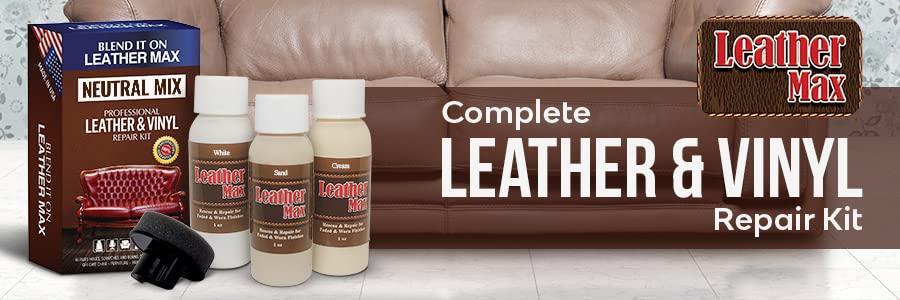 Leather Max Quick Blend Refinish and Repair Kit, Restore Couches, Recolor Furniture & Repair Car Seats, Jackets, Sofa, Boots / 3 Color Shades to Blend with/Leather Vinyl Bonded and More (Neutral Mix)