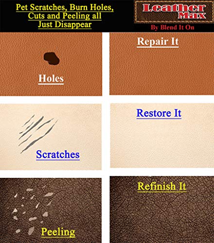 Leather Max Quick Blend Refinish and Repair Kit, Restore Couches, Recolor Furniture & Repair Car Seats, Jackets, Sofa, Boots / 3 Color Shades to Blend with/Leather Vinyl Bonded and More (Neutral Mix)