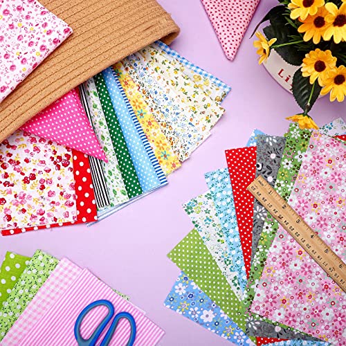 70 Pcs 10 x 10 Inch Cotton Fabric Square No Repeat Patchwork Fabrics Multi Color Printed Floral Square Patchwork Fabric Quilting Fabric Bundles for DIY Crafts Cloths Handmade Accessory (Stylish Style)