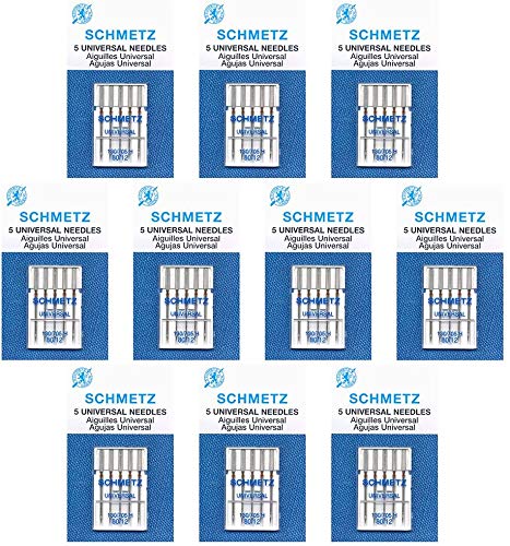 50 Schmetz Universal Sewing Machine Needles -  Size 80/12 - Box of 10 Cards