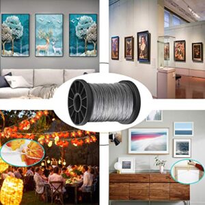 Vinyl Coated Picture Hanging Wire 1.5mm Up to 150lbs,100 Feet(30.5M) Stainless Steel Picture Wire Spool with 40Pcs Aluminum Crimping Sleeves,Heavy Wire for Hanging Picture Frame,Artwork,String Light