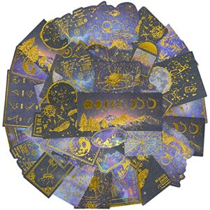 knaid celestial black gold foil stickers set (60 pieces) – decorative planet moon space galaxy astronomy planner sticker for scrapbooking bullet journaling junk journal diy art crafts album calendars