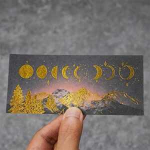 Knaid Celestial Black Gold Foil Stickers Set (60 Pieces) - Decorative Planet Moon Space Galaxy Astronomy Planner Sticker for Scrapbooking Bullet Journaling Junk Journal DIY Art Crafts Album Calendars