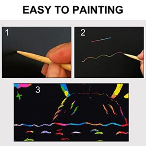 MEMX Scratch Art Books for Kids, 2 Pack Rainbow Magic Scratch Paper Black Scratch it Off Art Crafts Notes Boards Sheet with 2 Wooden Stylus for Best Gifts