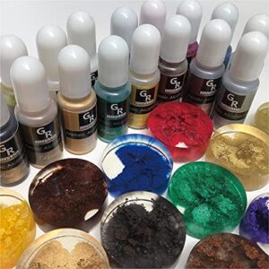 GR Metallic Alcohol Ink Set -16 Metallic Colors Alcohol Based Ink for Resin Art, Fluid Art,Resin Craft,Resin Petri Dish，Alcohol Ink Paint for Yupo,Tumbler
