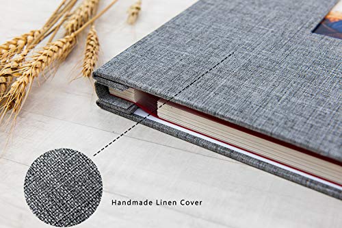 potricher Large Photo Album Self Adhesive 3x5 4x6 5x7 8x10 Pictures Linen Cover 40 Blank Pages Magnetic DIY Scrapbook Album with A Metallic Pen (Gray)