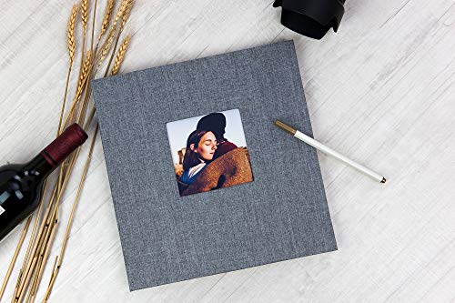 potricher Large Photo Album Self Adhesive 3x5 4x6 5x7 8x10 Pictures Linen Cover 40 Blank Pages Magnetic DIY Scrapbook Album with A Metallic Pen (Gray)