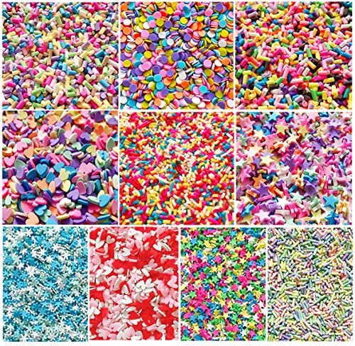 EHOPE 120G Fake Sprinkles Polymer Sprinkles Faux Sprinkles Resin Sprinkles Clay Sprinkles For Resin Fake Candy Sprinkles for Nail Art DIY Crafts Cake Phone Case( 10 Colors-120g )