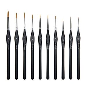 micro detail paint brush set, 10pcs small miniature fine paint brushes for acrylic painting, miniature detailing ,figures, models, oil, watercolor, citadel paint, warhammer 40k&line drawing (black)