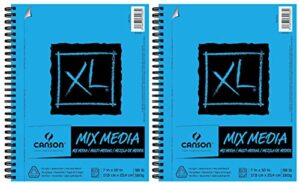 canson xl series mix media paper pad, heavyweight, fine texture, heavy sizing for wet and dry media, side wire bound, 98 pound, 7 x 10 inch, 60 sheets – 100510926 (7″ x 10″ 2 pack)