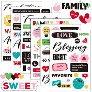30 sheet family friend theme scrapbooking sticker decals 500 pieces waterproof vinyl happy family friend memories sticker decor for family album scrapbooking embellishment art project (family theme)