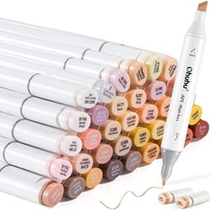 ohuhu alcohol markers skin tones: alcohol-based markers double tipped sketch art marker set for artists adults’ coloring – 36 skin-tone colors for portrait illustration- chisel fine dual tips – oahu