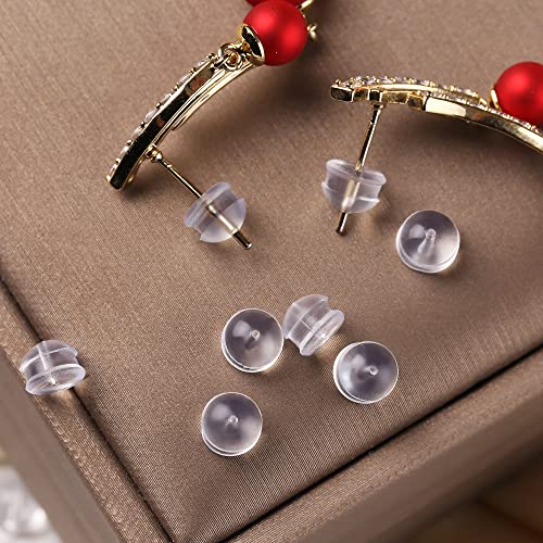 Silicone Earring Backs Soft Clear Earring Backings for Studs Hypoallergenic Rubber Earrings Backs Stopper Replacement for Women (30 Pcs)