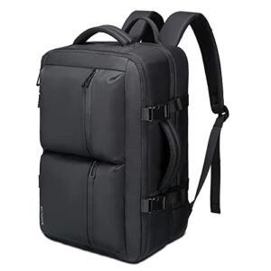 bunpol laptop backpack, 23l business travel backpacks airline approved men women casual weekender bookbag school college water resistant daypack black