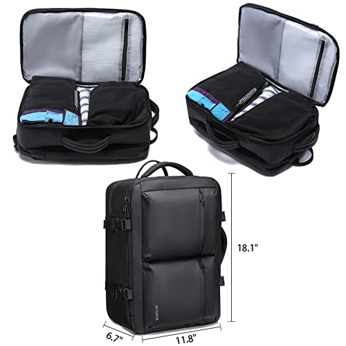 BUNPOL Laptop Backpack, 23L Business Travel Backpacks Airline Approved Men Women Casual Weekender Bookbag School College Water Resistant Daypack Black