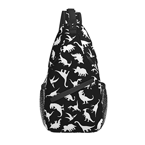 Cute Funny Dino Sling Bag Crossbody Backpack for Women Men Travel Hiking Daypack Dinosaur Crossbody Shoulder Bag