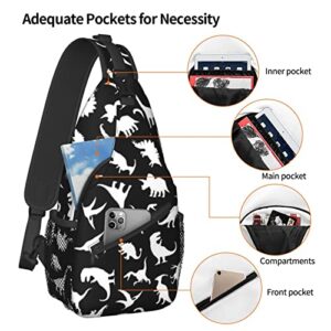 Cute Funny Dino Sling Bag Crossbody Backpack for Women Men Travel Hiking Daypack Dinosaur Crossbody Shoulder Bag