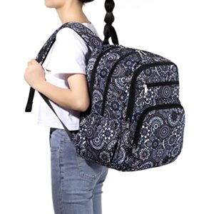 Large Travel Backpack for Women College Campus Bookbag XL Lightweight School Bag Fits 15.6 Inch Laptop Water-resistant Casual Daypack Airline Approved Carry On Backpack Grey Paisley Mochilas De Mujer