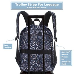 Large Travel Backpack for Women College Campus Bookbag XL Lightweight School Bag Fits 15.6 Inch Laptop Water-resistant Casual Daypack Airline Approved Carry On Backpack Grey Paisley Mochilas De Mujer