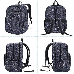 Large Travel Backpack for Women College Campus Bookbag XL Lightweight School Bag Fits 15.6 Inch Laptop Water-resistant Casual Daypack Airline Approved Carry On Backpack Grey Paisley Mochilas De Mujer