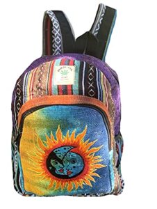 himalaya handmade unique design himalaya hemp backpack small backpack hippie backpack festival backpack hiking & tablet backpack fair trade handmade with love, rainbow tie dye, hbbh-0149