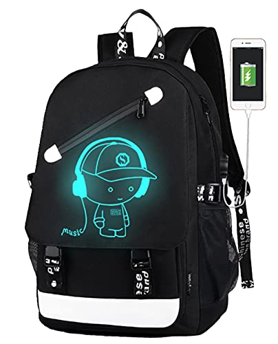 Anime Luminous Backpack , 16'' Laptop Backpack with USB Charging Port with Anti-Theft Lock