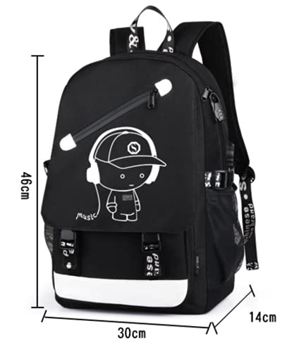 Anime Luminous Backpack , 16'' Laptop Backpack with USB Charging Port with Anti-Theft Lock