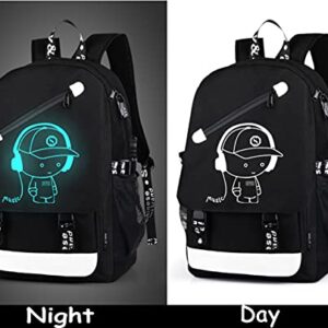 Anime Luminous Backpack , 16'' Laptop Backpack with USB Charging Port with Anti-Theft Lock