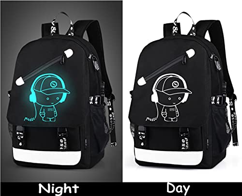 Anime Luminous Backpack , 16'' Laptop Backpack with USB Charging Port with Anti-Theft Lock