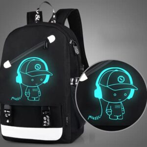 Anime Luminous Backpack , 16'' Laptop Backpack with USB Charging Port with Anti-Theft Lock