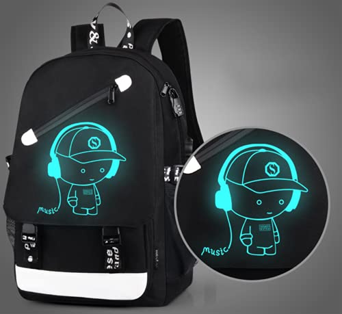 Anime Luminous Backpack , 16'' Laptop Backpack with USB Charging Port with Anti-Theft Lock