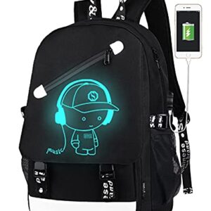 Anime Luminous Backpack , 16'' Laptop Backpack with USB Charging Port with Anti-Theft Lock