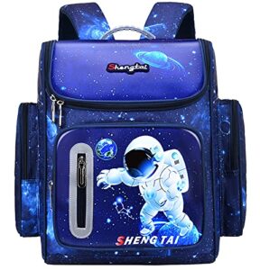 astronaut school backpack for boys large capacity waterproof light weight schoolbag bookbag for kids primary school student (blue)