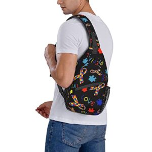 Autism Awareness Special Love Chest Crossbody Bag Lightweight Sling Backpack Unisex Chest Pack Shoulder Bag For Men Women