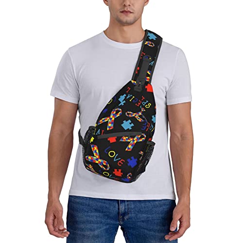 Autism Awareness Special Love Chest Crossbody Bag Lightweight Sling Backpack Unisex Chest Pack Shoulder Bag For Men Women