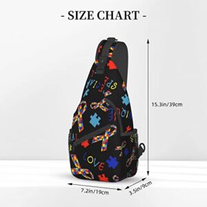 Autism Awareness Special Love Chest Crossbody Bag Lightweight Sling Backpack Unisex Chest Pack Shoulder Bag For Men Women