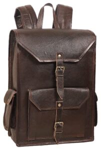 handmade world vintage full grain 16 inch leather laptop backpack casual bookbag daypack camping travel rucksack knapsack for men women