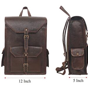 Handmade World Vintage Full Grain 16 Inch Leather Laptop Backpack Casual Bookbag Daypack Camping Travel Rucksack Knapsack For Men Women