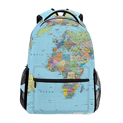 XLING Backpacks Geography World Map Plaid Multi Function College Canvas Book Bag Travel Hiking Camping Canvas Daypack